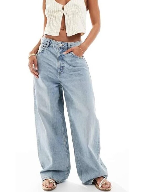 Cotton On Denim - Cotton On The Baggy Style Medium Wash Wide Leg Denim Jean - Women's 32